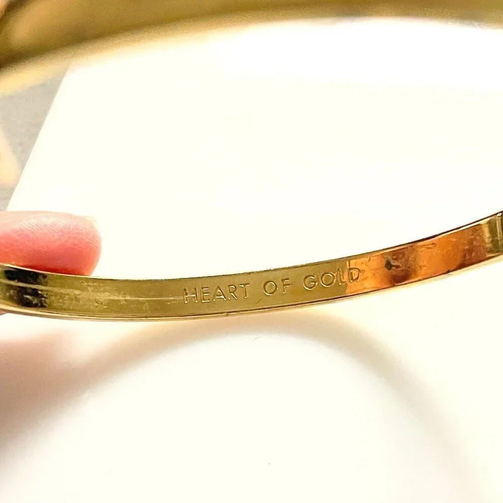 Kate Spade New York Idiom Heart of Gold Yellow Plated Bangle Bracelet 2.5" - Picture 4 of 6